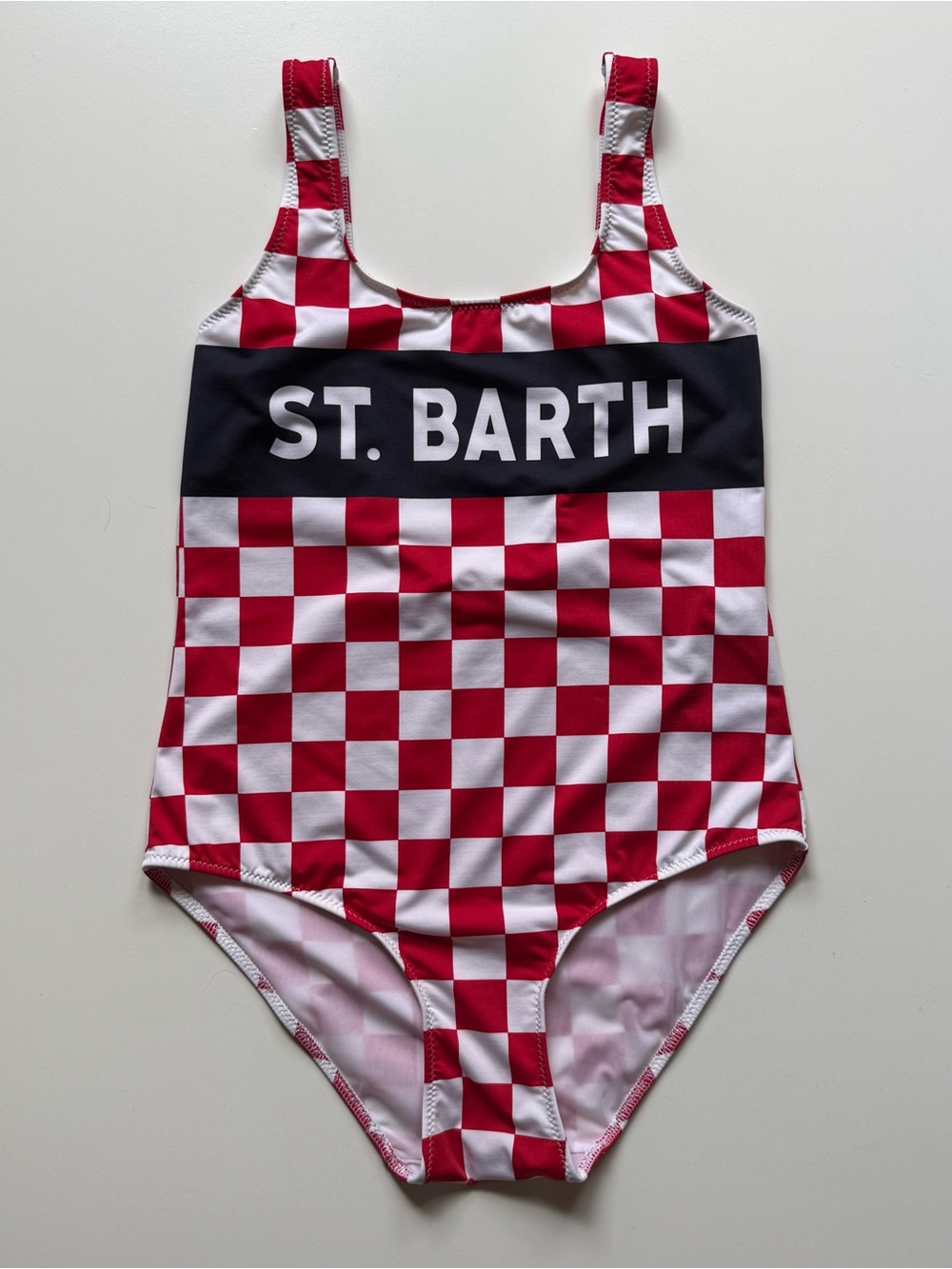 MC2 Saint Barth Girl’s Red & White Checked Print One-Piece Swimsuit - Size 14Y